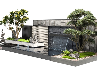 Modern Entrance View Wall View Wall Courtyard View Wall Stacked Water View Wall model