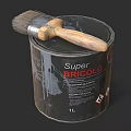 Metal Paint Can with Wooden Paintbrush 1 Liter Household Painting Supplies
