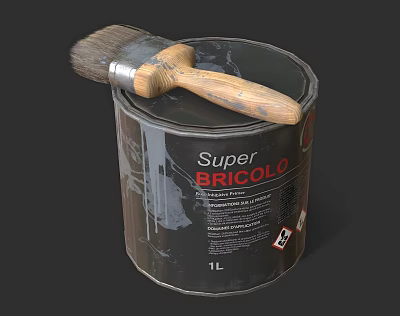 Modern Brush Paint Bucket Brush 3d model