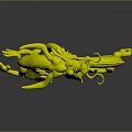 Green Dragon 3D Artwork With Scaled Body Curved Horns Flowing Mane And Clawed Limbs