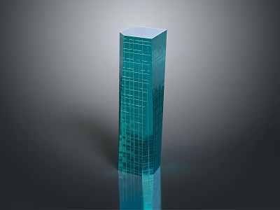 Modern Skyscraper Architecture Featuring Blue Glass Facade Grid Windows And Slender Structure 3d model