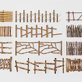 Various Wooden Fence Designs With Natural Branch And Cross Patterns