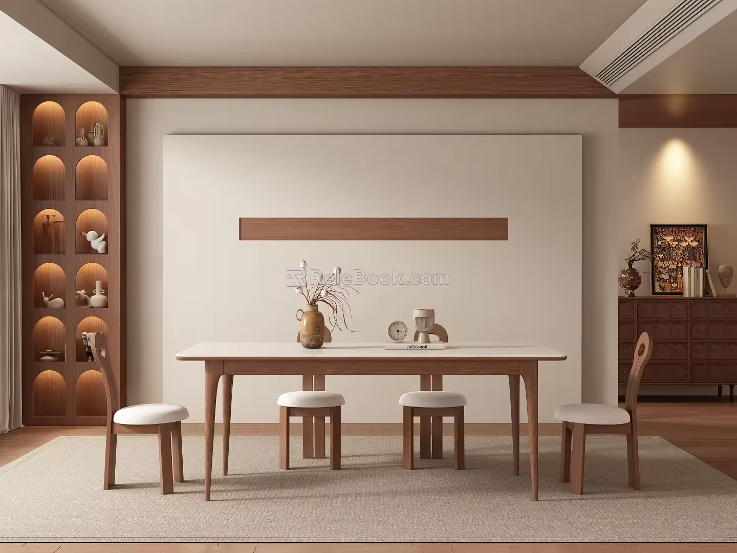 Middle-ancient style restaurant tables and chairs 3d model