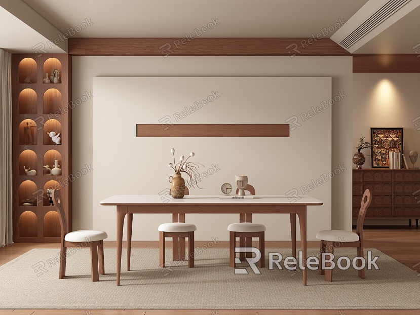 Middle-ancient style restaurant tables and chairs model