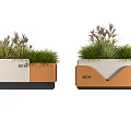 Modern Garden Planters With Two Tone Design And Decorative Grasses For Outdoor Decor