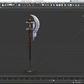 Medieval Double Bladed Battle Axe With Black Gold Handle Red Decorative Strap And Metal Blade