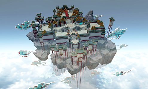 Cloud Palace Scene 3d model