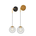 Modern Wall Lamp With Glass Globe Shade Black And Gold Metal Finish For Interior Decor