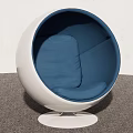 Unique Spherical Sofa With White Frame Blue Cushion And Circular Base