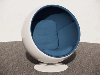 Unique Spherical Sofa With White Frame Blue Cushion And Circular Base 3d model