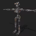 Intelligent Machine With Metallic Skeleton Exposed Wires Mechanical Joints Extended Arms And Detailed Legs