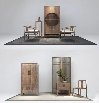 Traditional Chinese Solid Wood Wardrobe Design Featuring Carved Doors And Drawers 3d model
