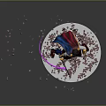 3D Armored Character Model With Dynamic Pink Fragments Shield And Circular Base