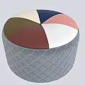 Modern Round Stool With Multicolor Patchwork Top And Diamond Quilted Gray Base 3d model