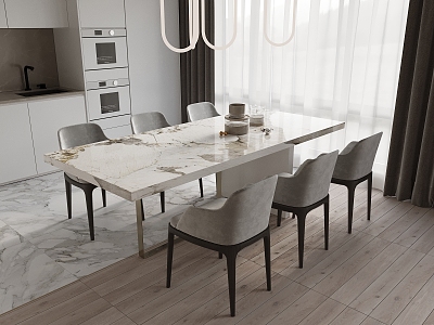 Modern Dining Table and Chair 3d model