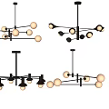 Modern Geometric Chandeliers With Round Bulbs And Metal Frames For Home Decor