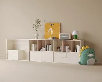 Modern Children Bookcase Low Bookcase Decorative Cabinet 3d model