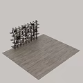 Modern Wooden Multilayer Bookshelf With Books Decorative Items And Green Plant