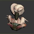 Game Movie Character With Rabbit Ears White Long Hair Green Headpiece And Orange Skin