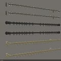 Various Curtain Rods with Rings in Different Colors Wall Mounted 3d model