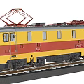 Yellow and Red Electric Train Model with EP10 PKP Markings on Railway Tracks