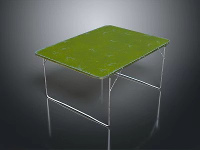 Green Modern Table With Smooth Surface And Sleek Metal Legs Design Structure 3d model
