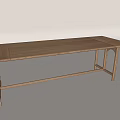 Natural Wooden Dining Table With Modern Rectangular Top And Sturdy Legs 3d model