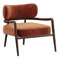 Modern Brown Velvet Accent Chair with Wooden Frame and Armrests