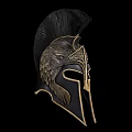 Ancient Greek Roman Style Helmet With Eagle Head Decoration Black Feather And Golden Accents