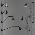 Modern Wall Lamps With Adjustable Metal Arms And Black Silver Shades For Interior Use