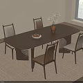 Modern Solid Wood Dining Table Set With Four Upholstered Chairs For Cozy Home Dining Space