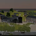 Modern Commercial Street Design With Lush Greenery And Pedestrian Walkways
