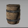 Vintage Wooden Barrel With Natural Wood Grain And Metal Hoop Details For Daily Use