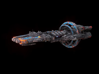 Futuristic Sci Fi Spaceship With Ring Structure And Glowing Metallic Details 3d model