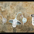 Vintage Industrial Wall Lamps With Different Designs Metal Finish And Rough Dark Wall