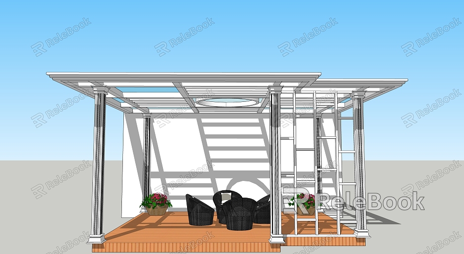 Modern Gazebo Simple Roman Column Sun Room Gazebo model