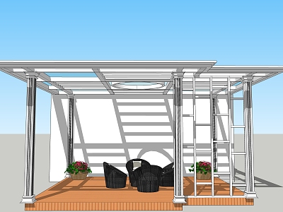 Modern Gazebo Simple Roman Column Sun Room Gazebo model