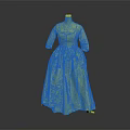 Vintage Floral Pattern Dress With Fitted Waist Three Quarter Sleeves And A Line Skirt