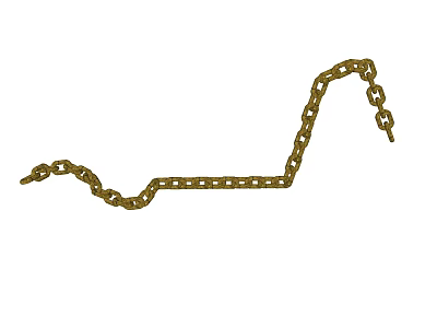 Golden Metal Chain With Curved Shape And Intricate Link Design On White Background 3d model
