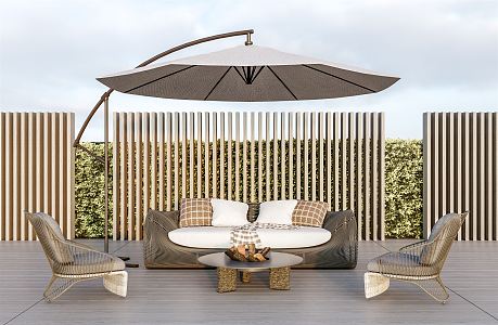 Modern Outdoor Sofa Outdoor Sofa Coffee Table Combination Outdoor Rattan Chair 3d model