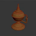 Decorative Ornament Set Golden Metallic Design With Base Handle And Top Decoration
