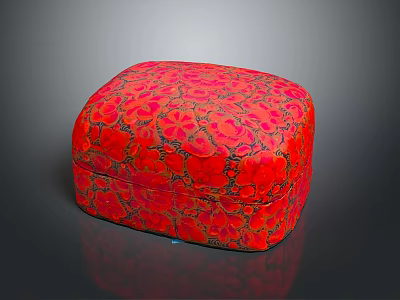 Red Floral Pattern Decorative Ornament Set With Decorative Box For Home Decor 3d model