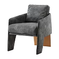 Modern Gray Single Sofa With Plush Velvet Upholstery And Wooden Legs Armrests