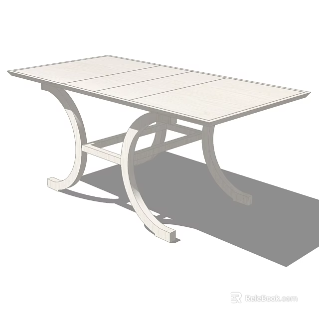 Sleek Modern Dining Table With Curved Wooden Legs And Minimalist Design 3d model 