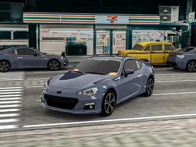 Subaru BRZ car sports car two sports car 2013 internal combustion engine auto show toy display game scene city hand scene 3d model