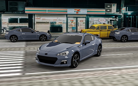 Subaru BRZ car sports car two sports car 2013 internal combustion engine auto show toy display game scene city hand scene 3d model