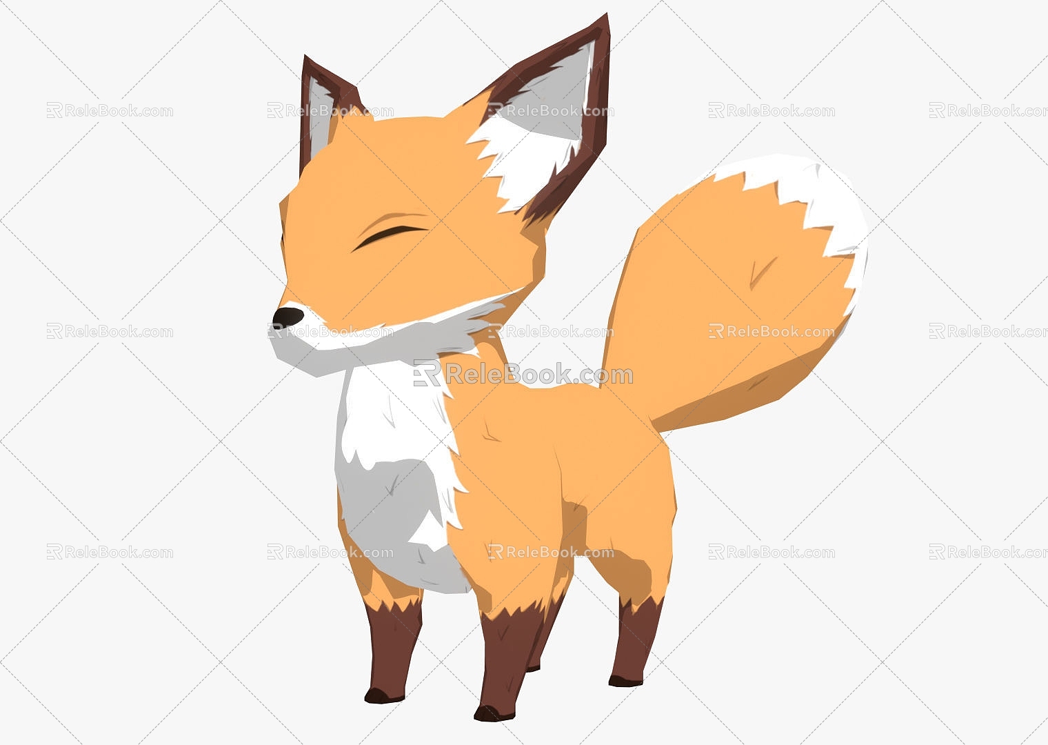 cartoon fox cartoon animation anime game animal reptile little fox 3d model