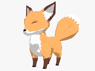 Adorable Cartoon Reptile With Orange Body White Underbelly And Fluffy Tail 3d model
