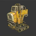Small Yellow Tracked Construction Machine With Cab Ladder And Detailed 3D Model Design 3d model