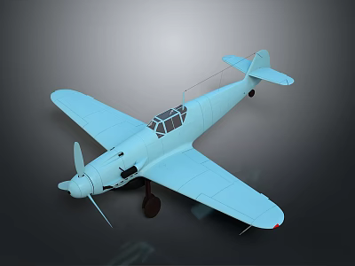 Light Blue Aerospace Aircraft Model Featuring Propeller Cockpit And Biplane Wings Design 3d model